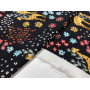 VISCOSE PRINTED ON A BLACK BACKGROUND WITH MULTICOLORED FLORAL MOTIFS AND GOLDEN GIRAFFES   M-01673