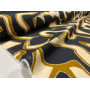VISCOSE IMPRIMÉ FOND NOIR AVEC MOTIFS DORÉS ET BEIGE   M-01669