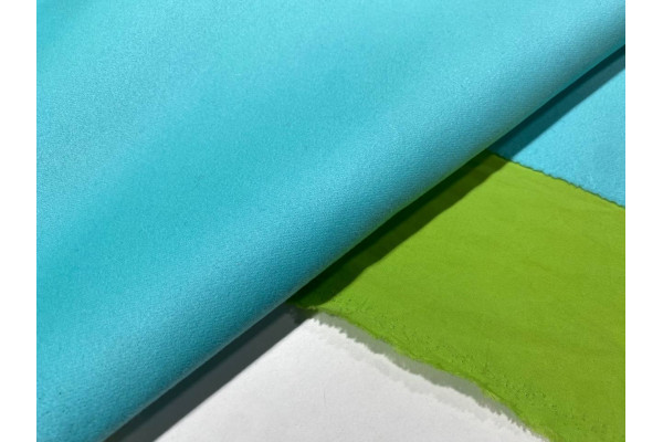 TURQUOISE AND ANISE GREEN DOUBLE-SIDED LAMINATED POLYESTER WOOL   BL-0141