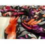 VISCOSE PRINTED ON A BLACK BACKGROUND, ORANGE, PINK AND PURPLE FLORAL PATTERN   M-01675