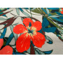 VISCOSE PRINTED BEIGE BACKGROUND WITH FLORAL AND GREEN MOTIFS   M-01680