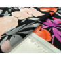 VISCOSE PRINTED ON A BLACK BACKGROUND, ORANGE, PINK AND PURPLE FLORAL PATTERN   M-01675