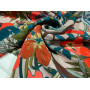 VISCOSE PRINTED BEIGE BACKGROUND WITH FLORAL AND GREEN MOTIFS   M-01680