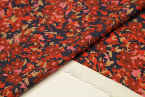 Small red flowers-Viscose-M-01495