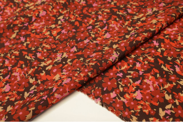 Small red flowers-Viscose-M-01494
