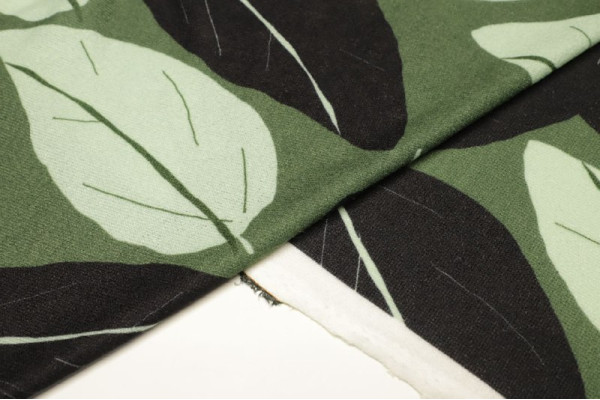 Black and Green Leaves - Polyester - Acrylic - Elastane - M-02115
